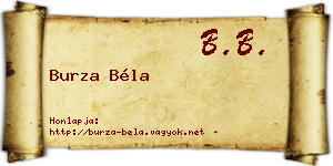 Burza Béla névjegykártya